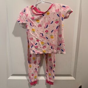 Girls' Pink Unicorn & Rainbow Pajama Set